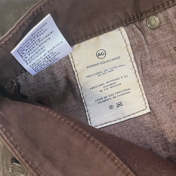 Adriano Goldschmied AG Farrah Skinny Leatherette High Rise Skinny Brown Size 31 - Picture 8 of 16